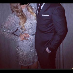 ASOS dress beaded gray&silver size 10